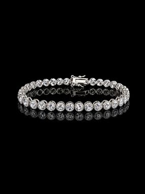 Classic Tennis Bracelet with Simulated Diamonds 6"/6.5"/7" Sterling Silver 925